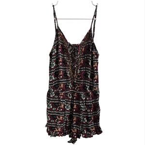 American Eagle Tribal Romper Medium Boho‎ Embellished Back Cutout